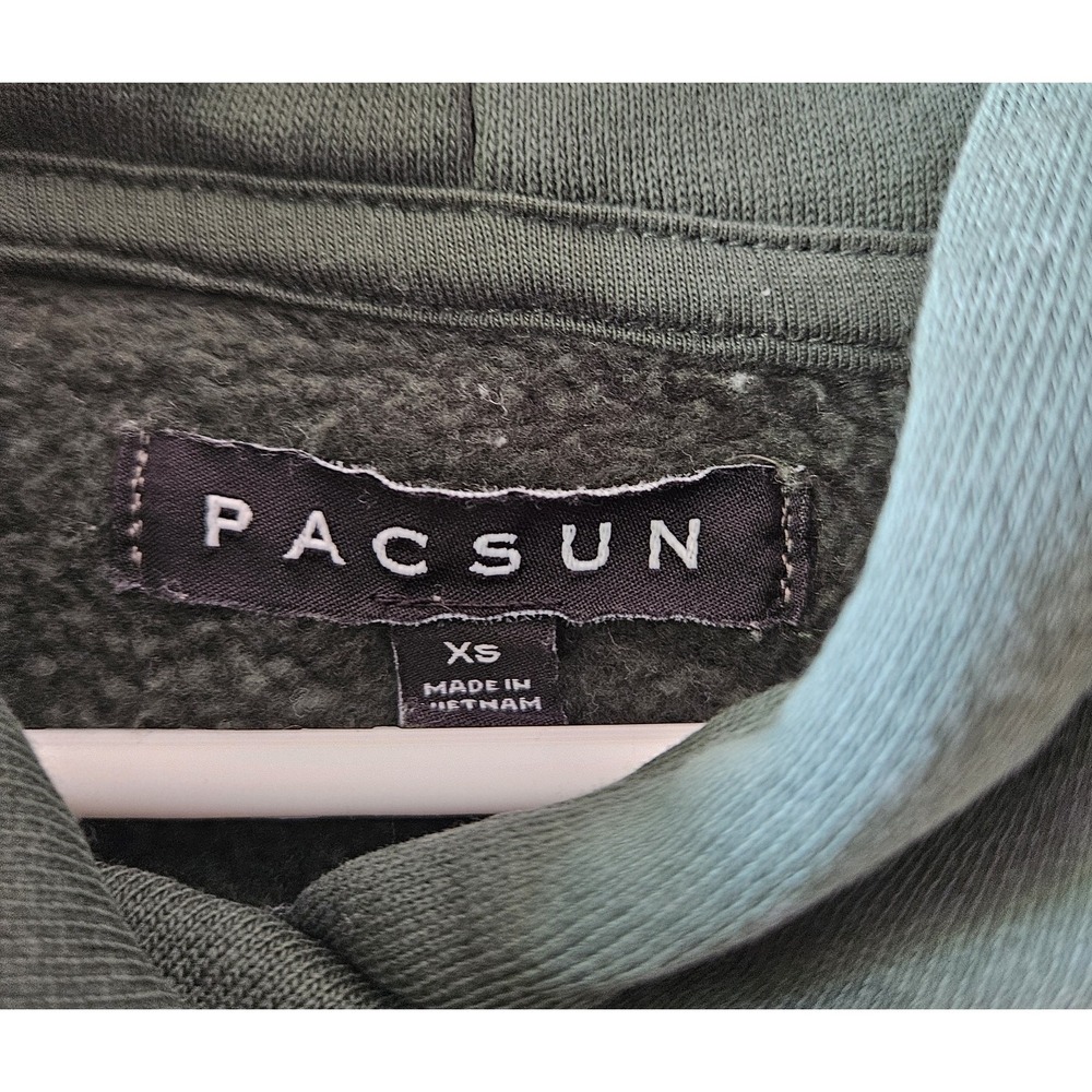 PacSun Green Pullover Hoodie XS Minimal Basic Fleece Sweatshirt - Picture 2 of 4